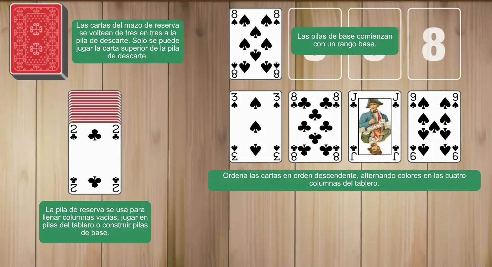 Configuración del Solitario Canfield